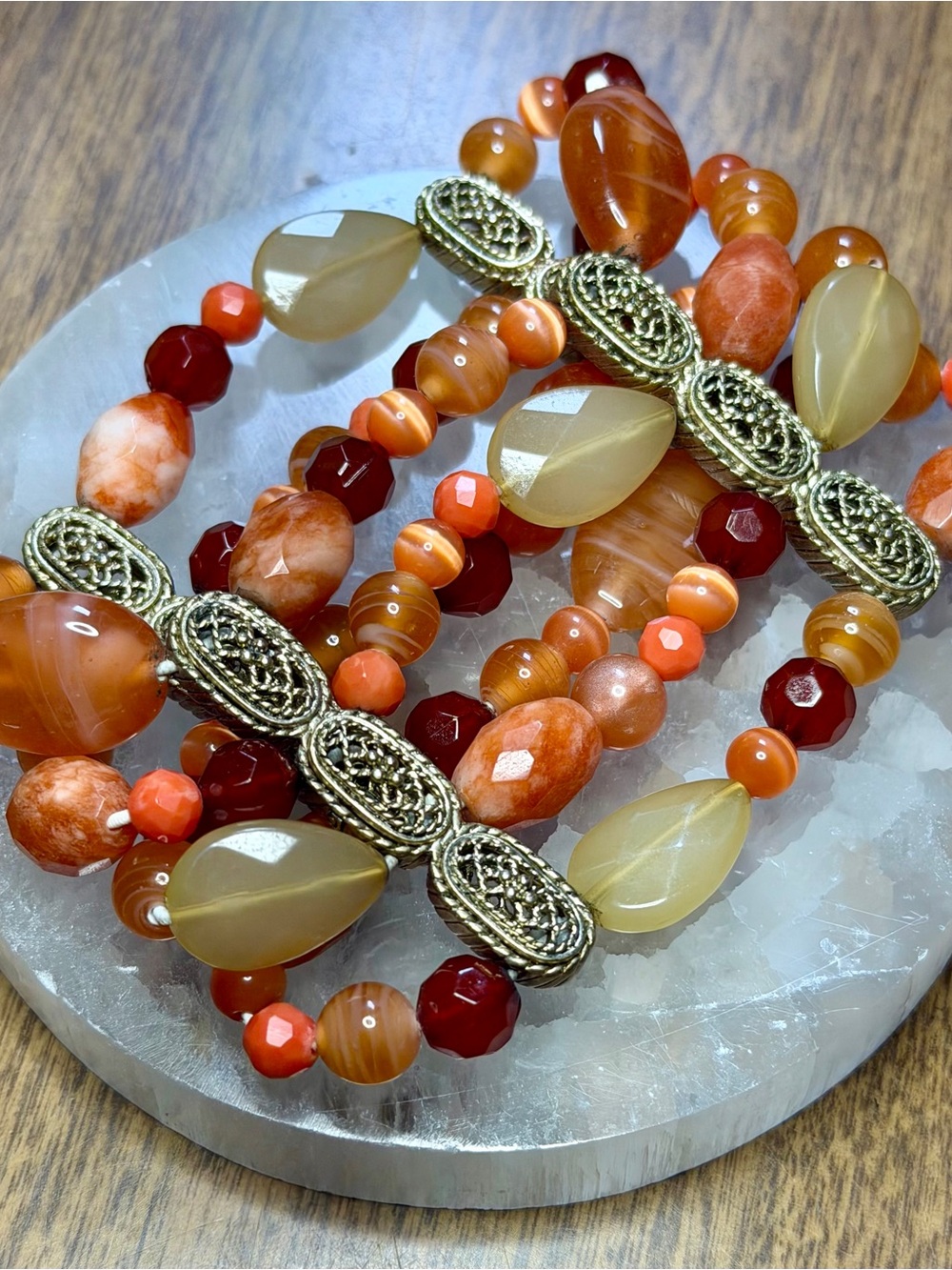 Hand Crafted Vintage Natural Stone Stretch Bracelet